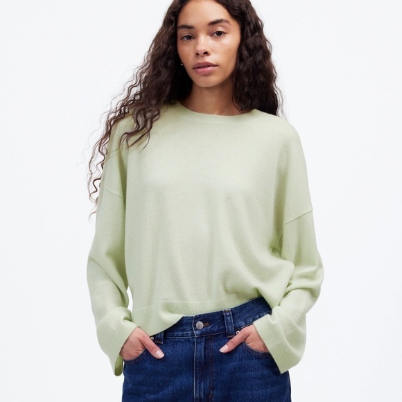 Madewell Cashmere Boxy Sweater pale green - Picture 1 of 5
